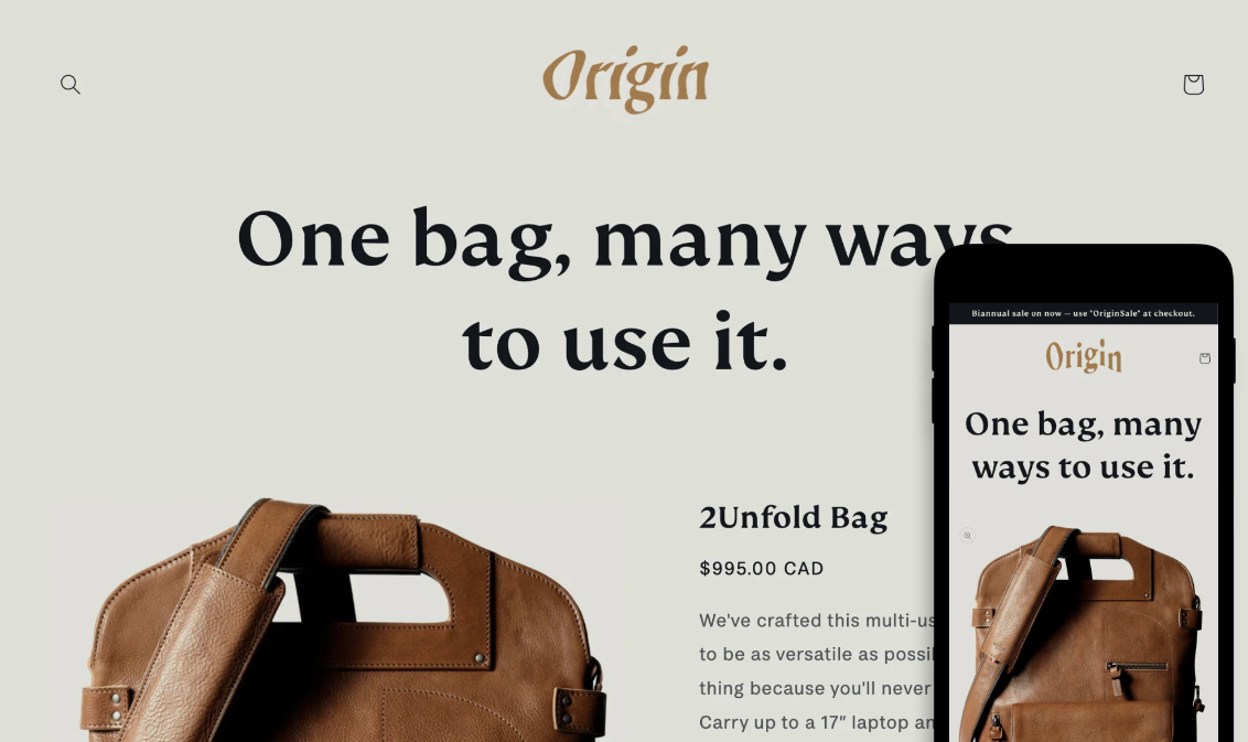 The Shopify Origin theme